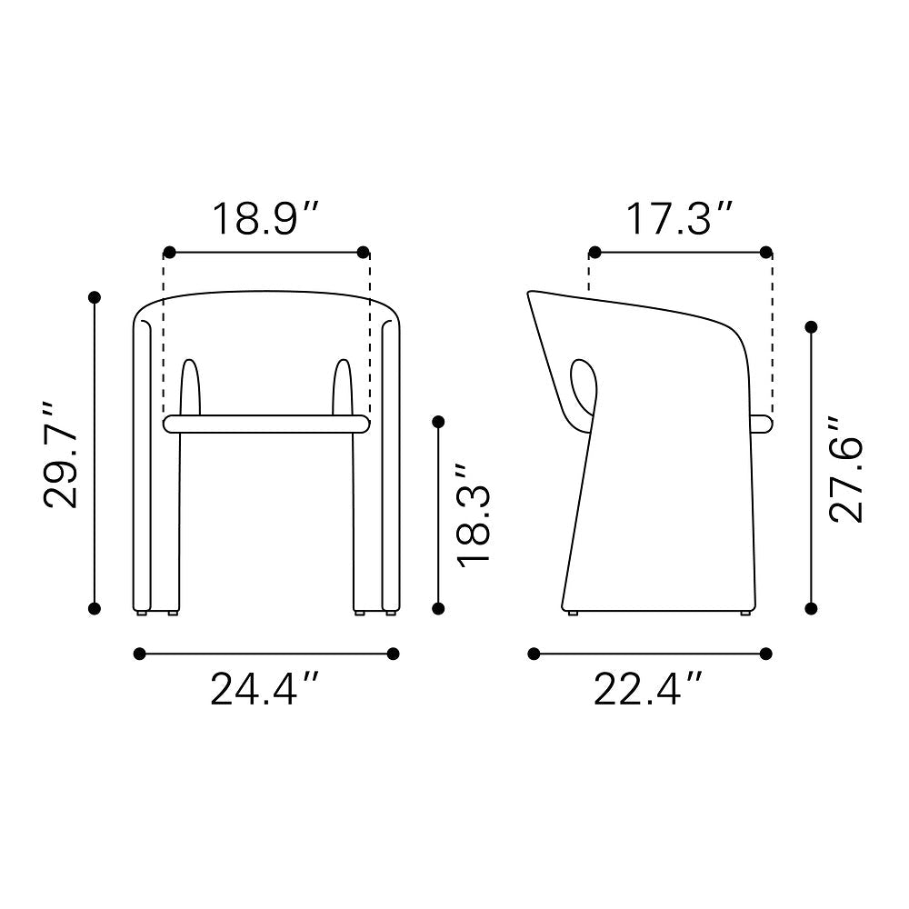 Silla Comercial para Desayunador - ZUO ROSYTH - Camel - Asiento y Respaldo Tapizados - 110125 - Zuo - NOGAL BEAT - Silla Comercial Interior