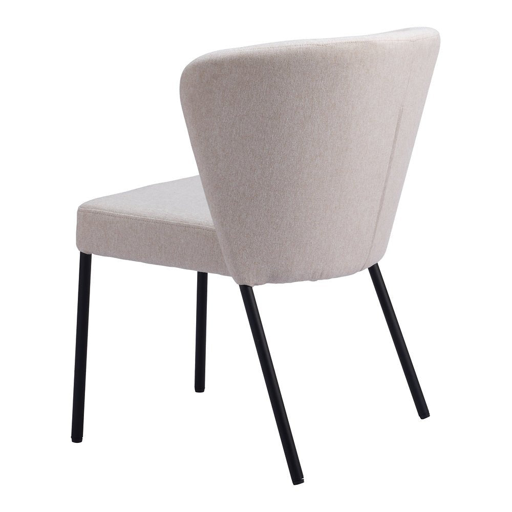 Silla Comercial para Food Court - ZUO AIMEE - Beige - Asiento y Respaldo Tapizados en Lino Sintético - 109678 - Zuo - NOGAL BEAT - Silla Comercial Interior