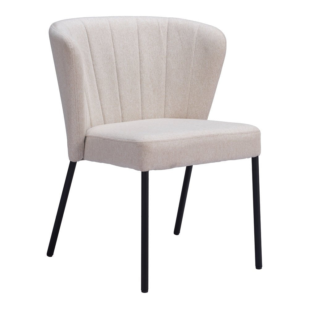 Silla Comercial para Food Court - ZUO AIMEE - Beige - Asiento y Respaldo Tapizados en Lino Sintético - 109678 - Zuo - NOGAL BEAT - Silla Comercial Interior
