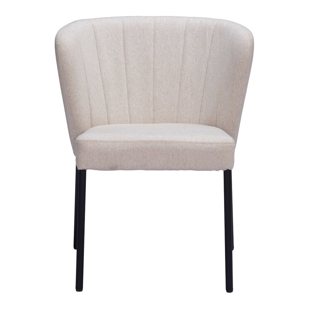 Silla Comercial para Food Court - ZUO AIMEE - Beige - Asiento y Respaldo Tapizados en Lino Sintético - 109678 - Zuo - NOGAL BEAT - Silla Comercial Interior