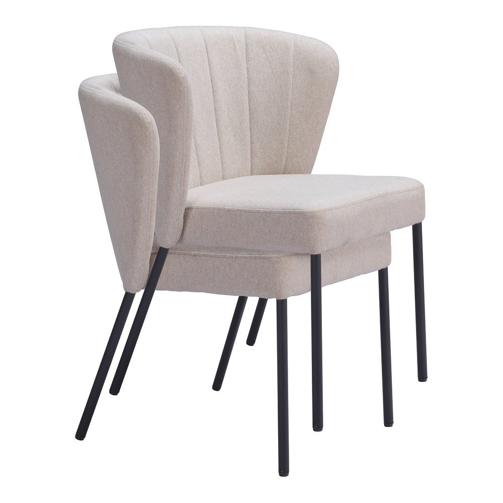 Silla Comercial para Food Court - ZUO AIMEE - Beige - Asiento y Respaldo Tapizados en Lino Sintético - 109678 - Zuo - NOGAL BEAT - Silla Comercial Interior