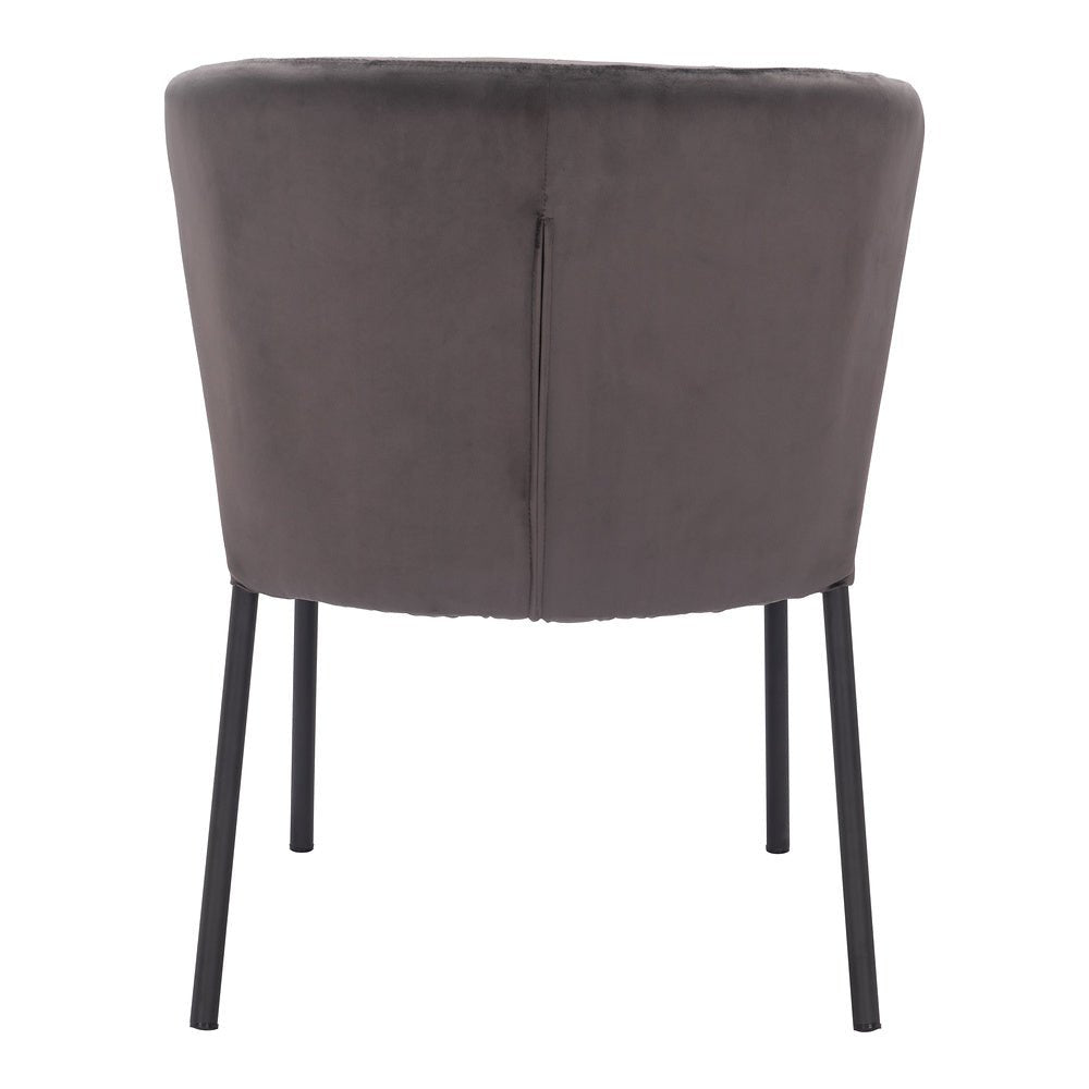 Silla Comercial para Food Court - ZUO AIMEE - Gris - Asiento y Respaldo Tapizados en Tela Tipo Terciopelo - 109679 - Zuo - NOGAL BEAT - Silla Comercial Interior