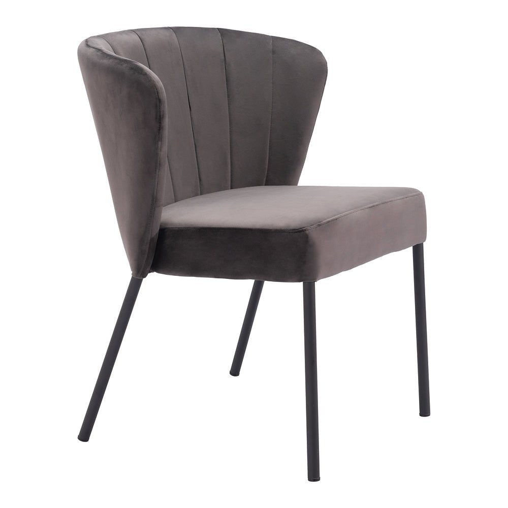 Silla Comercial para Food Court - ZUO AIMEE - Gris - Asiento y Respaldo Tapizados en Tela Tipo Terciopelo - 109679 - Zuo - NOGAL BEAT - Silla Comercial Interior