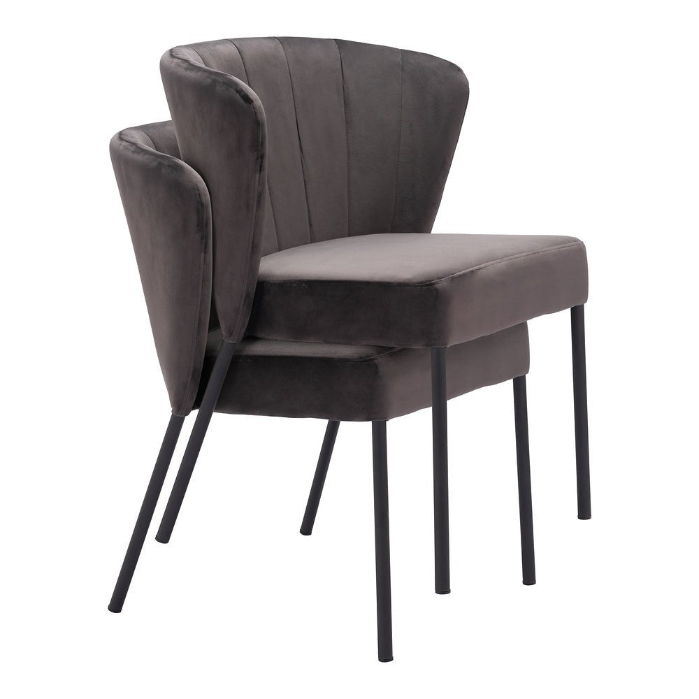 Silla Comercial para Food Court - ZUO AIMEE - Gris - Asiento y Respaldo Tapizados en Tela Tipo Terciopelo - 109679 - Zuo - NOGAL BEAT - Silla Comercial Interior