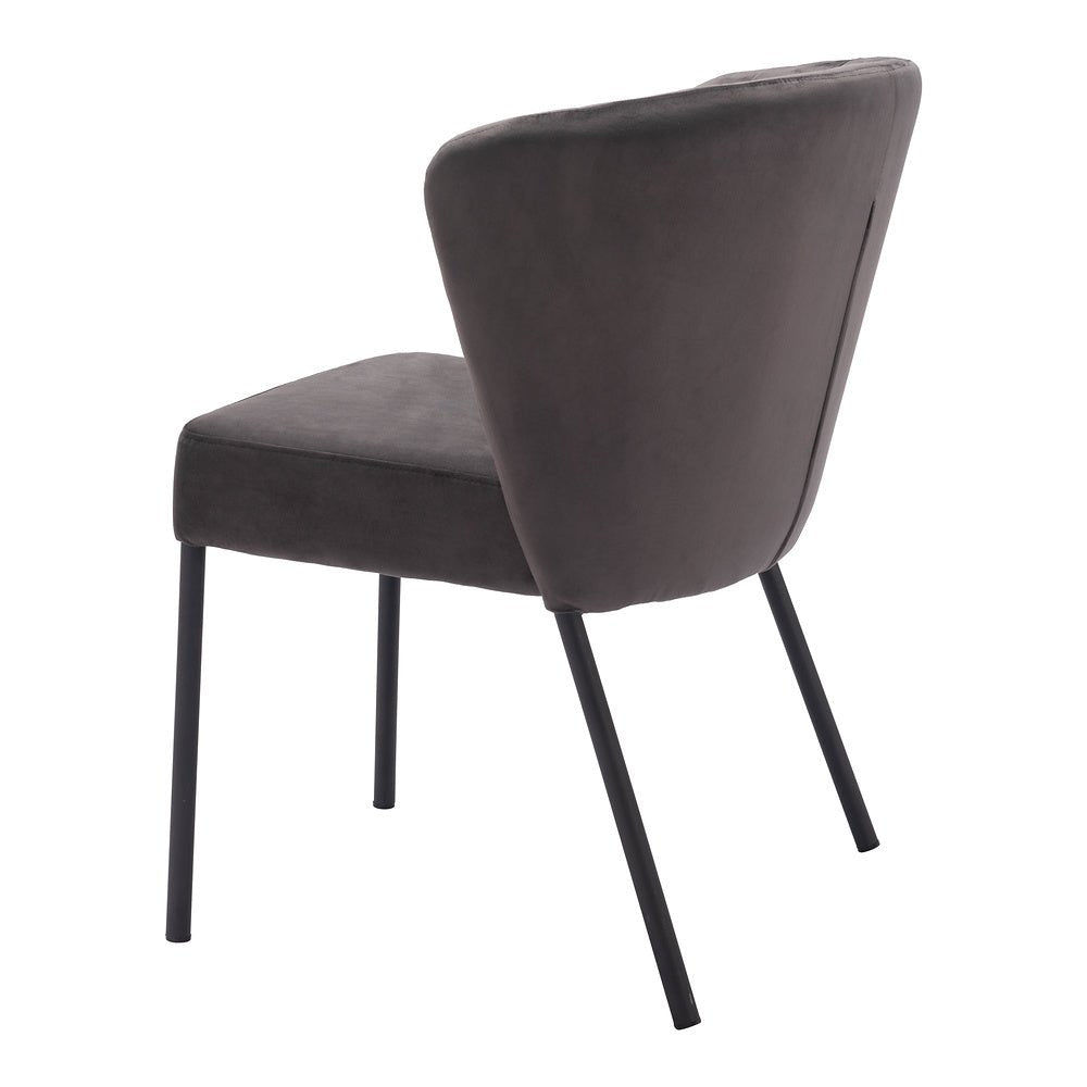 Silla Comercial para Food Court - ZUO AIMEE - Gris - Asiento y Respaldo Tapizados en Tela Tipo Terciopelo - 109679 - Zuo - NOGAL BEAT - Silla Comercial Interior