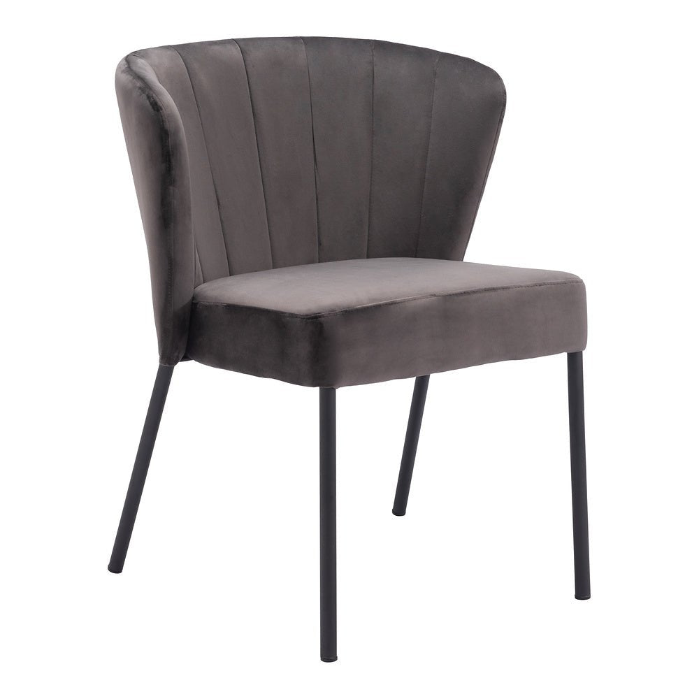 Silla Comercial para Food Court - ZUO AIMEE - Gris - Asiento y Respaldo Tapizados en Tela Tipo Terciopelo - 109679 - Zuo - NOGAL BEAT - Silla Comercial Interior