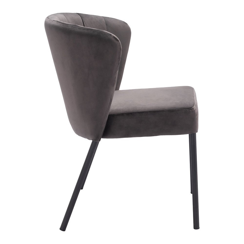 Silla Comercial para Food Court - ZUO AIMEE - Gris - Asiento y Respaldo Tapizados en Tela Tipo Terciopelo - 109679 - Zuo - NOGAL BEAT - Silla Comercial Interior
