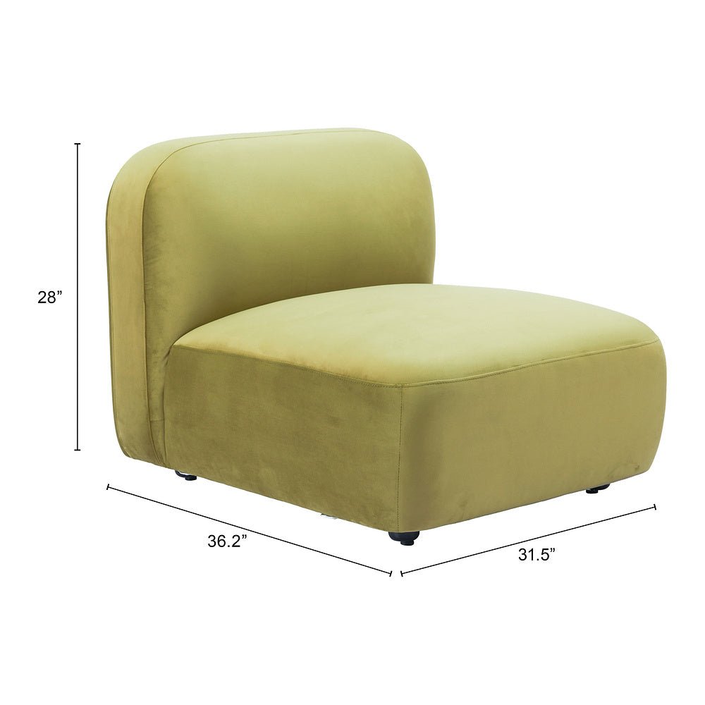 Silla Comercial para Food Court - ZUO BIAK MIDDLE - Verde - Asiento y Respaldo Tapizados en Tela Tipo Terciopelo - 109997 - Zuo - NOGAL BEAT - Silla Comercial Interior