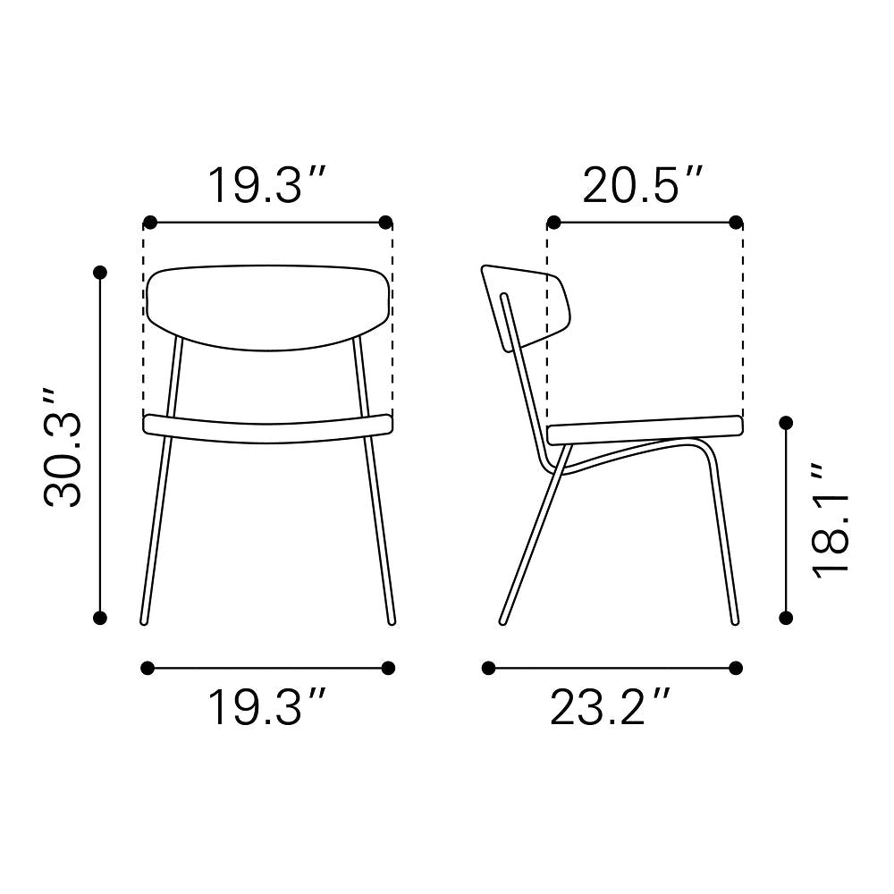 Silla Comercial para Food Court - ZUO CHARON - Varios Colores - Asiento y Respaldo Tapizados en Piel Sintética - 110259 - Zuo - NOGAL BEAT - Silla Comercial Interior