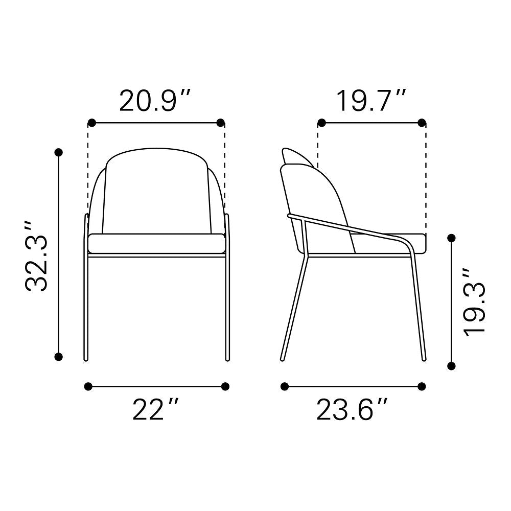 Silla Comercial para Food Court - ZUO JAMBI - Marfil - Asiento y Respaldo Tapizados en Tela Tipo Borrego - 109965 - Zuo - NOGAL BEAT - Silla Comercial Interior
