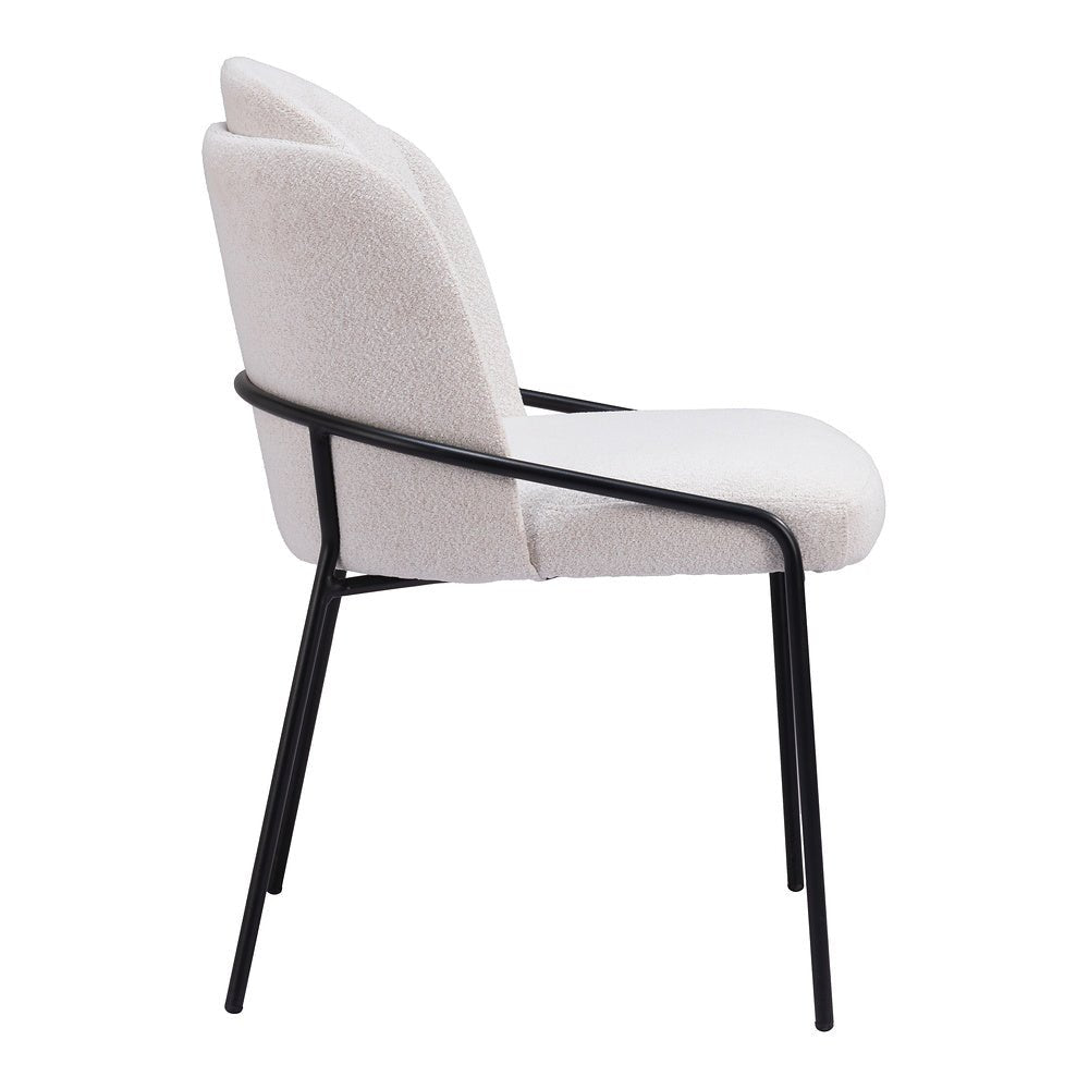 Silla Comercial para Food Court - ZUO JAMBI - Marfil - Asiento y Respaldo Tapizados en Tela Tipo Borrego - 109965 - Zuo - NOGAL BEAT - Silla Comercial Interior