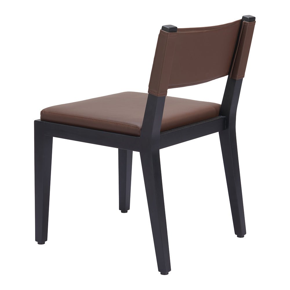 Silla Comercial para Food Court - ZUO ROXAS - Café - Asiento y Respaldo Tapizados en Piel Sintética - 109979 - Zuo - NOGAL BEAT - Silla Comercial Interior
