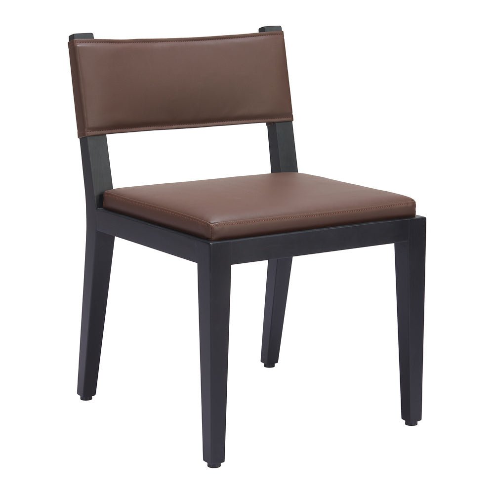 Silla Comercial para Food Court - ZUO ROXAS - Café - Asiento y Respaldo Tapizados en Piel Sintética - 109979 - Zuo - NOGAL BEAT - Silla Comercial Interior