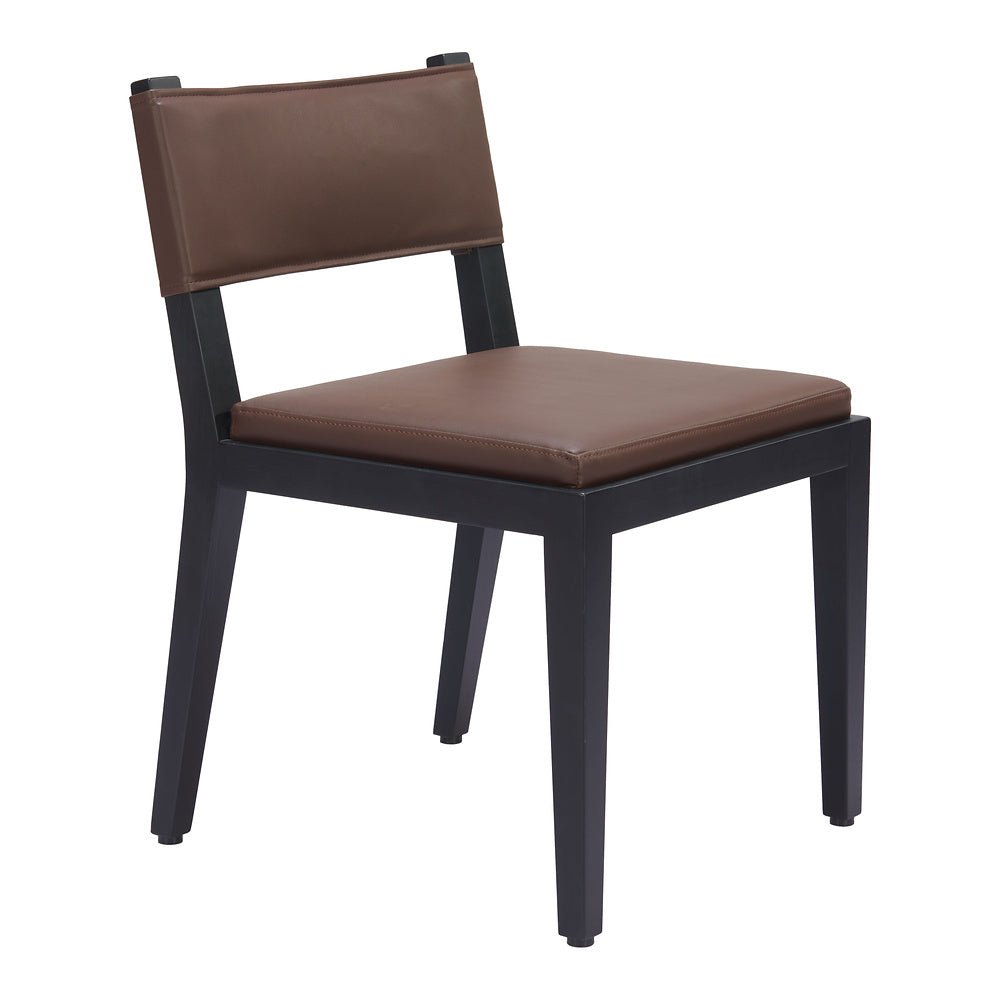 Silla Comercial para Food Court - ZUO ROXAS - Café - Asiento y Respaldo Tapizados en Piel Sintética - 109979 - Zuo - NOGAL BEAT - Silla Comercial Interior