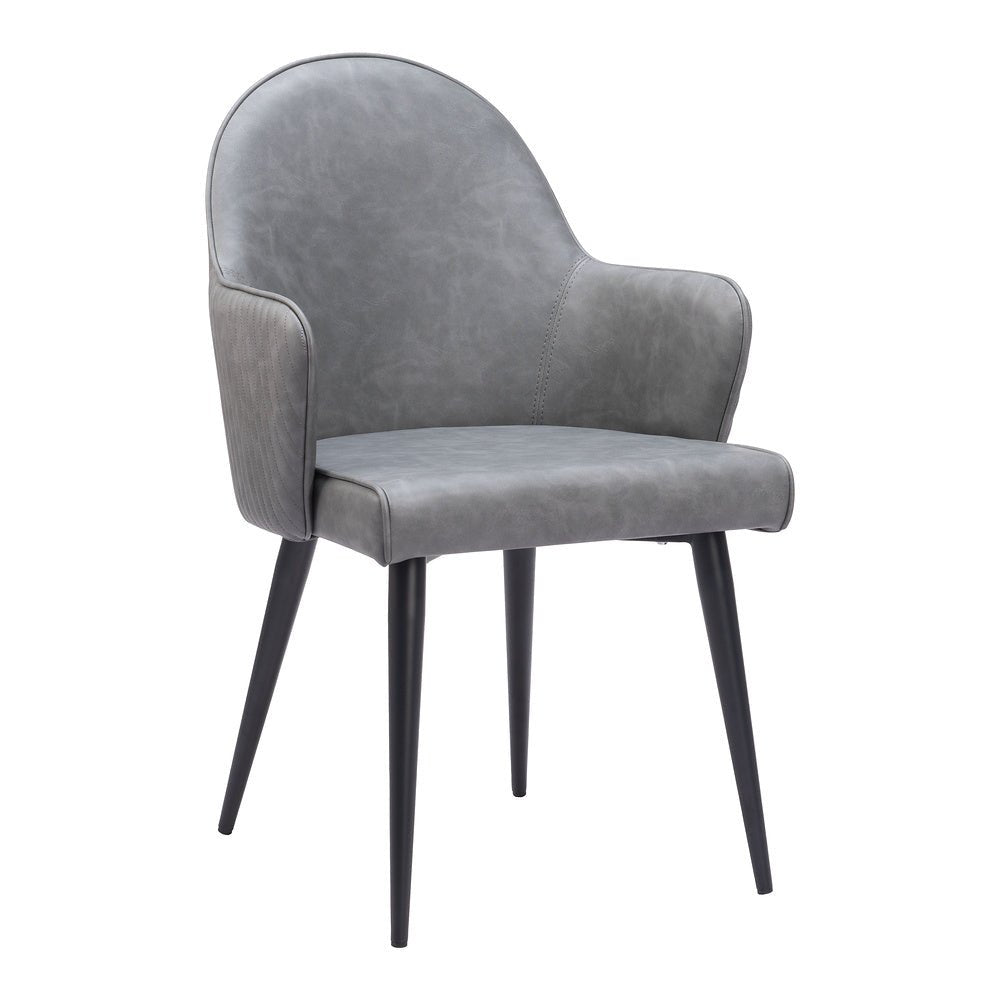 Silla Comercial para Food Court - ZUO SILLOTH - Gris - Asiento y Respaldo Tapizados en Piel Sintética - 110120 - Zuo - NOGAL BEAT - Silla Comercial Interior