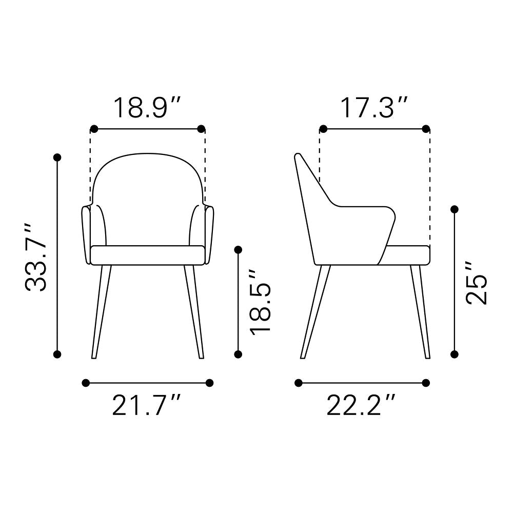 Silla Comercial para Food Court - ZUO SILLOTH - Gris - Asiento y Respaldo Tapizados en Piel Sintética - 110120 - Zuo - NOGAL BEAT - Silla Comercial Interior