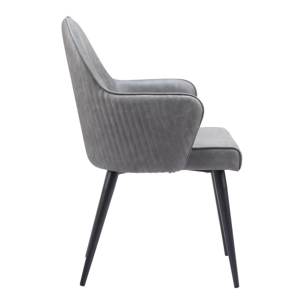 Silla Comercial para Food Court - ZUO SILLOTH - Gris - Asiento y Respaldo Tapizados en Piel Sintética - 110120 - Zuo - NOGAL BEAT - Silla Comercial Interior