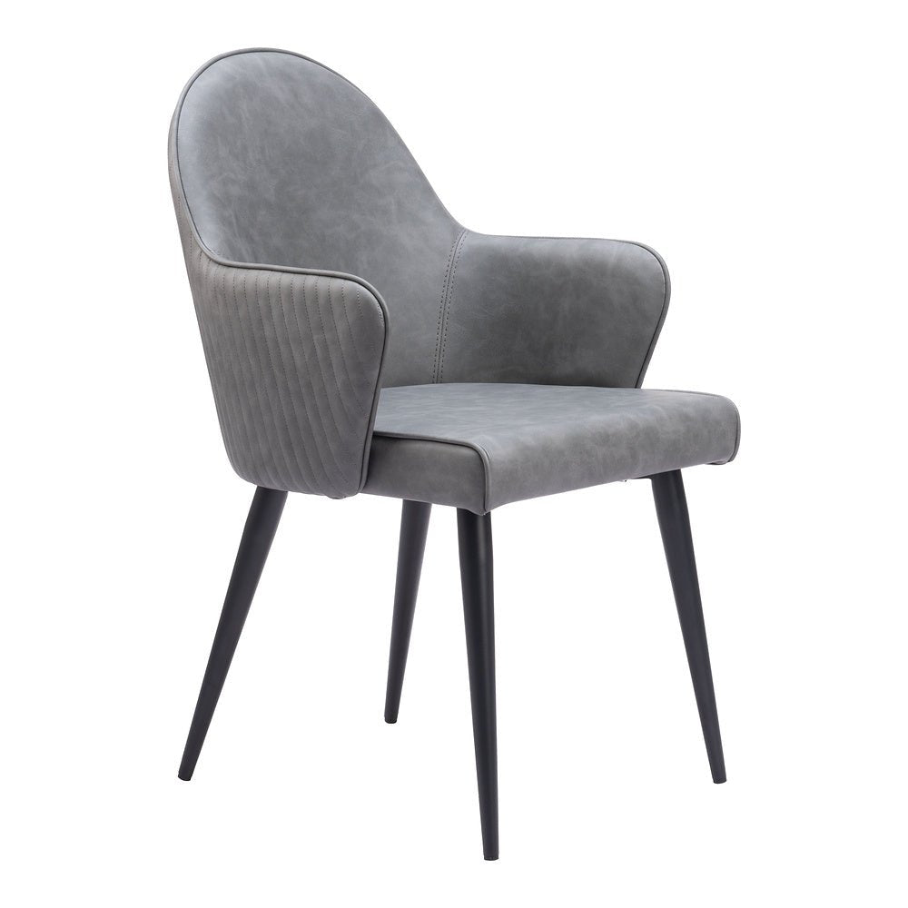 Silla Comercial para Food Court - ZUO SILLOTH - Gris - Asiento y Respaldo Tapizados en Piel Sintética - 110120 - Zuo - NOGAL BEAT - Silla Comercial Interior