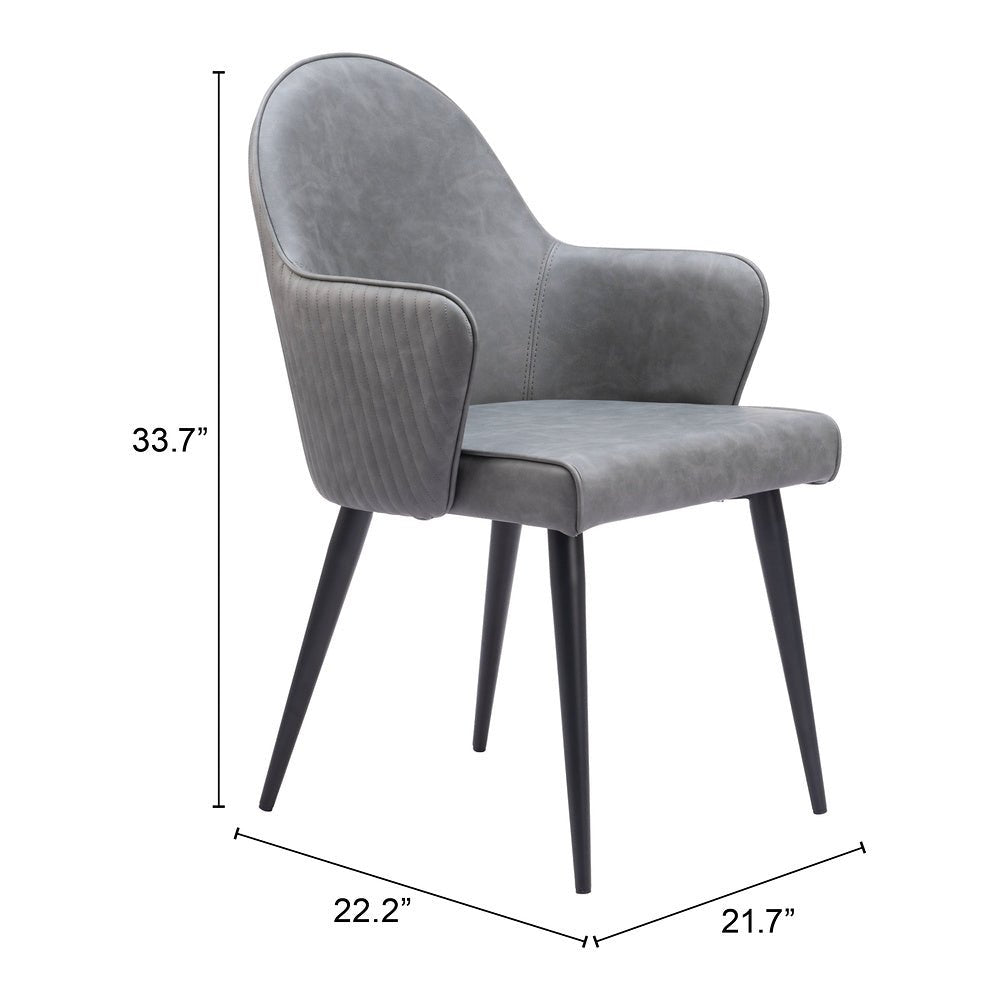Silla Comercial para Food Court - ZUO SILLOTH - Gris - Asiento y Respaldo Tapizados en Piel Sintética - 110120 - Zuo - NOGAL BEAT - Silla Comercial Interior