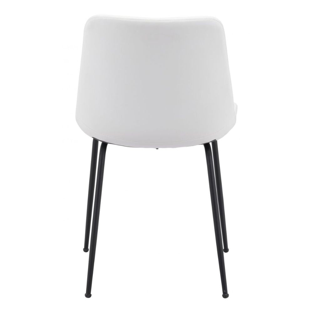 Silla comercial Zuo Byron blanca tapizada en vinilo con estructura de acero y patas negras