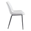 Silla comercial Zuo Byron blanca tapizada en vinilo con estructura de acero y patas negras
