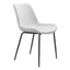 Silla comercial Zuo Byron blanca tapizada en vinilo con estructura de acero y patas negras