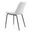 Silla comercial Zuo Byron blanca tapizada en vinilo con estructura de acero y patas negras