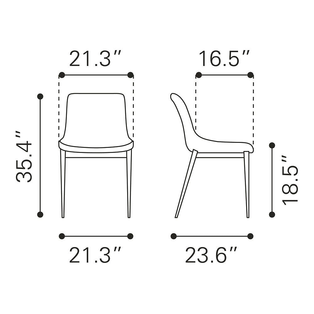 Silla Comercial para Hotel - ZUO MAGNUS - Varios Colores - Asiento y Respaldo Tapizados en Piel Sintética - 109934 - Zuo - NOGAL BEAT - Silla Comercial Interior