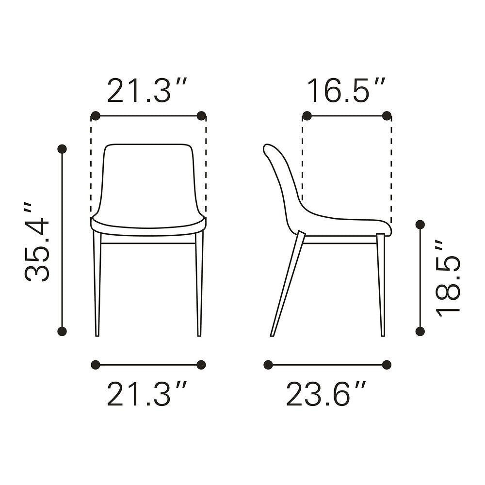 Silla Comercial para Hotel - ZUO MAGNUS - Varios Colores - Asiento y Respaldo Tapizados en Piel Sintética - 101273 - Zuo - NOGAL BEAT - Silla Comercial Interior