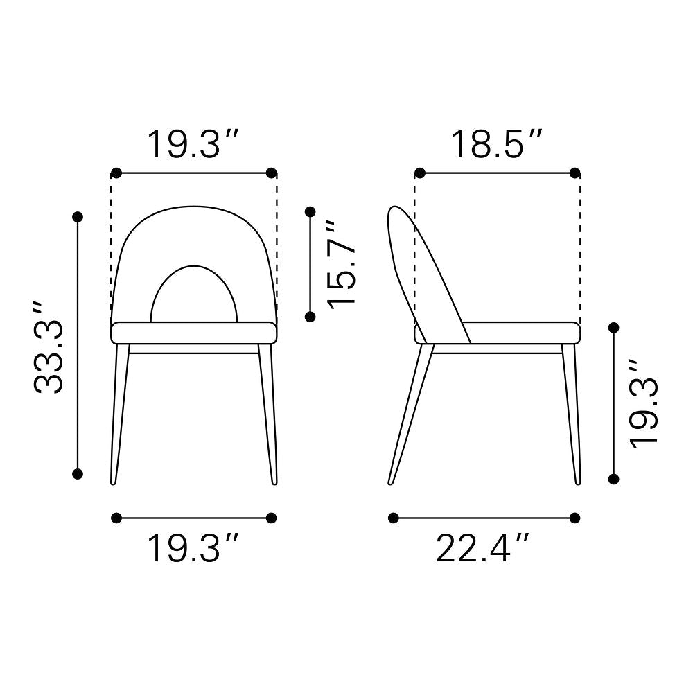 Silla Comercial para Hotel - ZUO MENLO - Varios Colores - Asiento y Respaldo Tapizados en Tela Tipo Terciopelo - 109874 - Zuo - NOGAL BEAT - Silla Comercial Interior