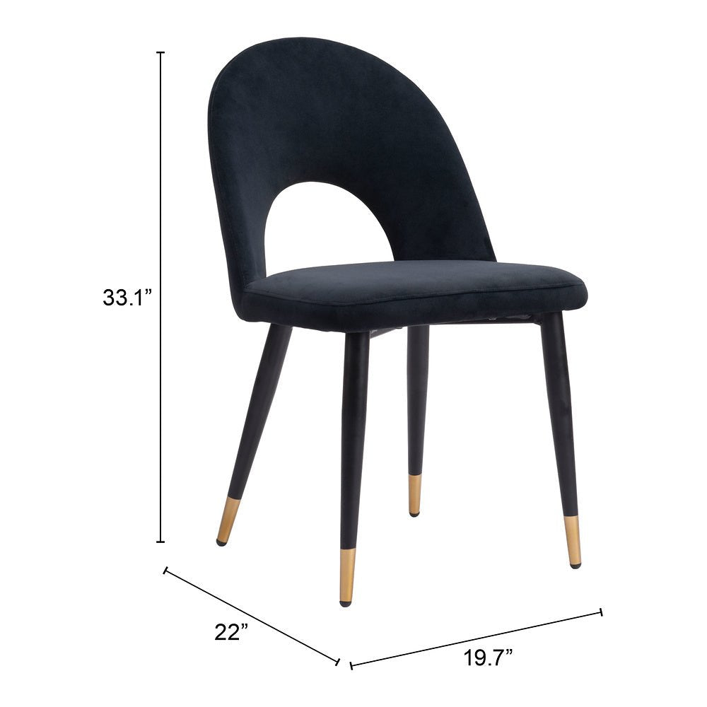 Silla Comercial para Hotel - ZUO MENLO - Varios Colores - Asiento y Respaldo Tapizados en Tela Tipo Terciopelo - 109873 - Zuo - NOGAL BEAT - Silla Comercial Interior