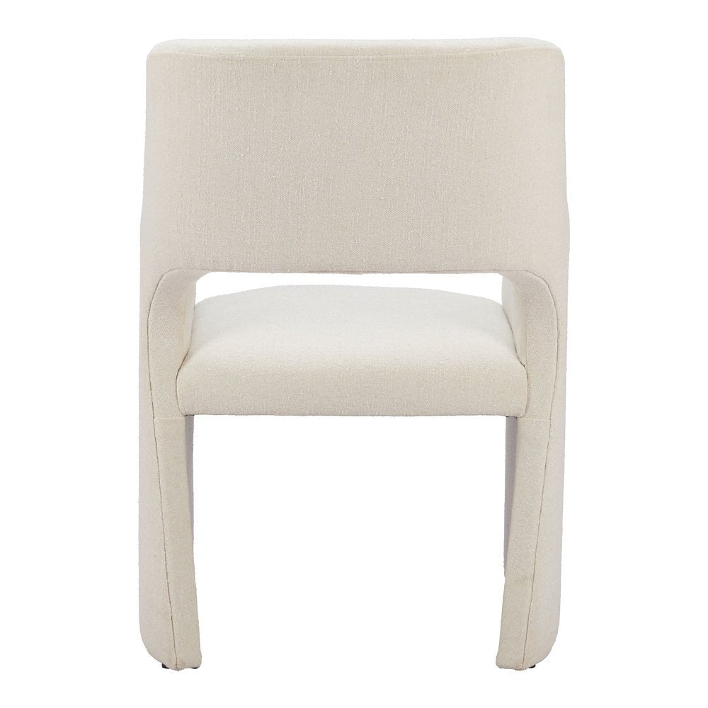 Silla Comercial para Hotel - ZUO MINET - Blanco Lino - Asiento y Respaldo Tapizados en Lino Sintético - 109998 - Zuo - NOGAL BEAT - Silla Comercial Interior