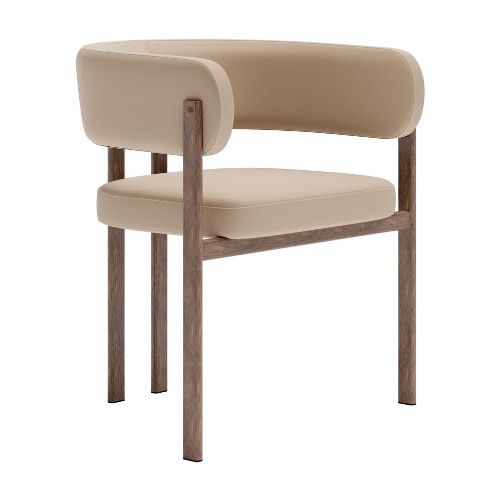 Silla Comercial para Hotel - ZUO RUGE - Beige - Asiento y Respaldo Tapizados en Piel Sintética - 110990 - Zuo - NOGAL BEAT - Silla Comercial Interior