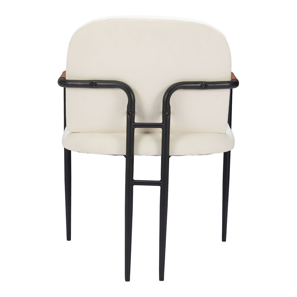 Silla Comercial para Hotel - ZUO SIBU - Crema - Asiento y Respaldo Tapizados en Piel Sintética - 109963 - Zuo - NOGAL BEAT - Silla Comercial Interior