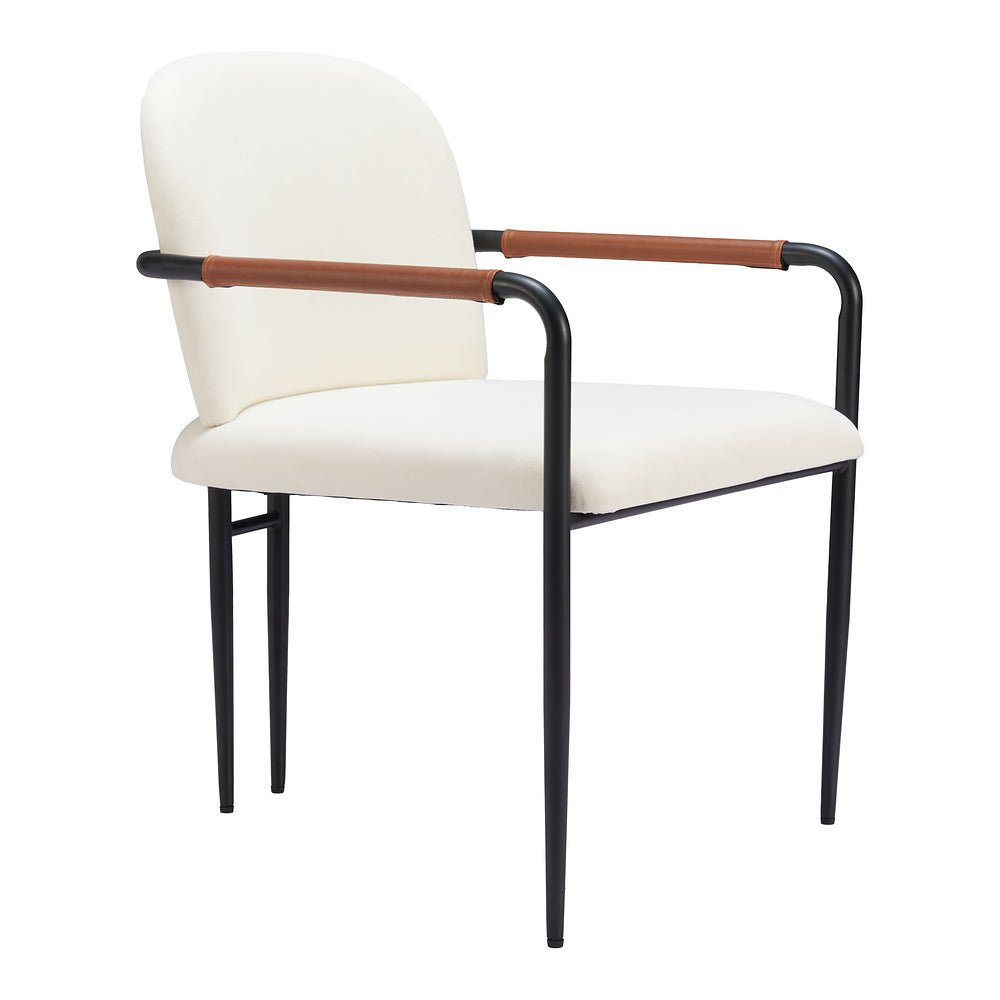 Silla Comercial para Hotel - ZUO SIBU - Crema - Asiento y Respaldo Tapizados en Piel Sintética - 109963 - Zuo - NOGAL BEAT - Silla Comercial Interior