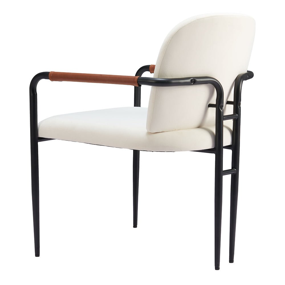 Silla Comercial para Hotel - ZUO SIBU - Crema - Asiento y Respaldo Tapizados en Piel Sintética - 109963 - Zuo - NOGAL BEAT - Silla Comercial Interior