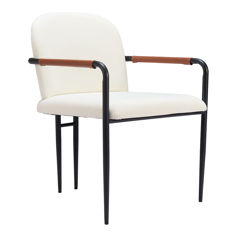 Silla Comercial para Hotel - ZUO SIBU - Crema - Asiento y Respaldo Tapizados en Piel Sintética - 109963 - Zuo - NOGAL BEAT - Silla Comercial Interior