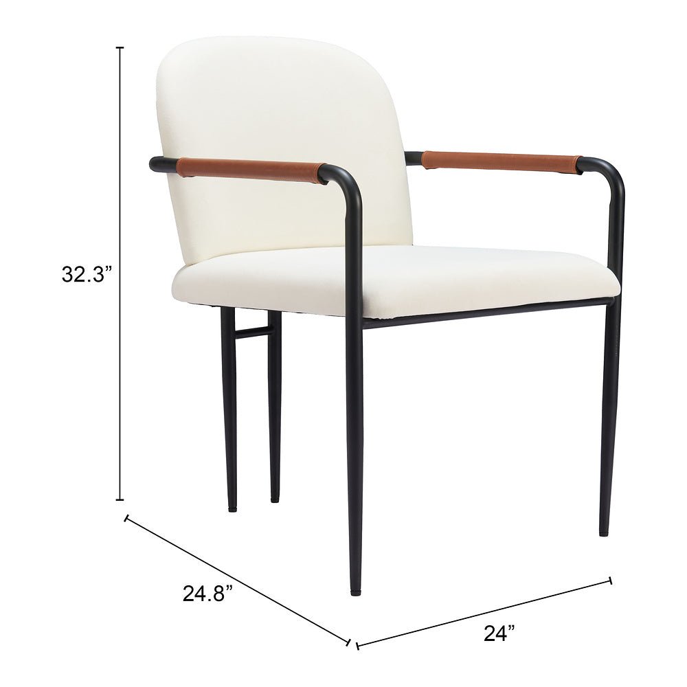 Silla Comercial para Hotel - ZUO SIBU - Crema - Asiento y Respaldo Tapizados en Piel Sintética - 109963 - Zuo - NOGAL BEAT - Silla Comercial Interior