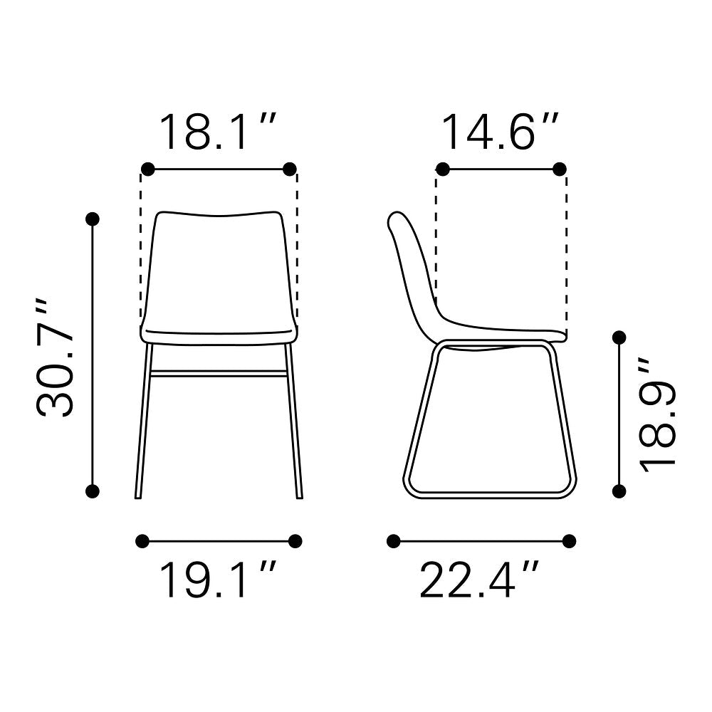 Silla Comercial para Hotel - ZUO SMART - Varios Colores - Asiento y Respaldo Tapizados en Piel Sintética - 101995 - Zuo - NOGAL BEAT - Silla Comercial Interior