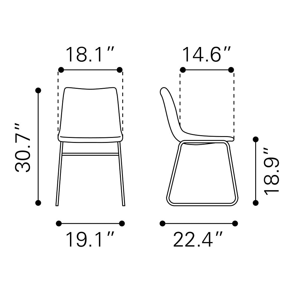 Silla Comercial para Hotel - ZUO SMART - Varios Colores - Asiento y Respaldo Tapizados en Piel Sintética - 109648 - Zuo - NOGAL BEAT - Silla Comercial Interior