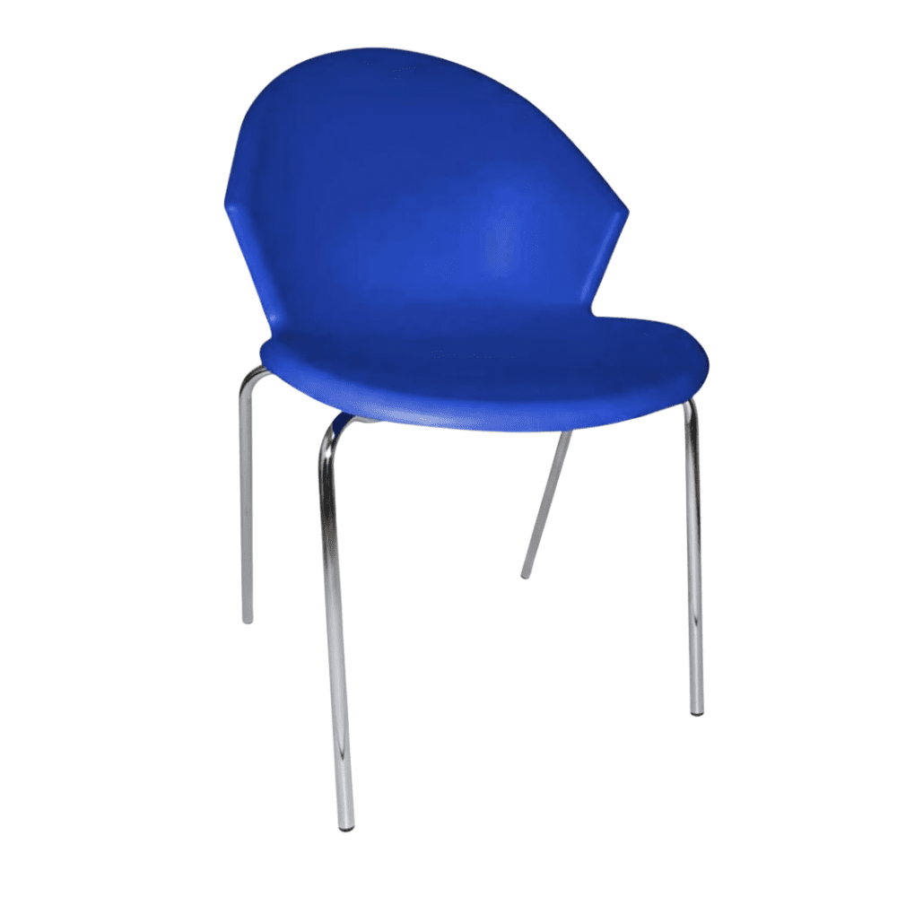 Silla Albar PL-50 con asiento de polipropileno y estructura tubular redonda de acero color aluminio, estibable