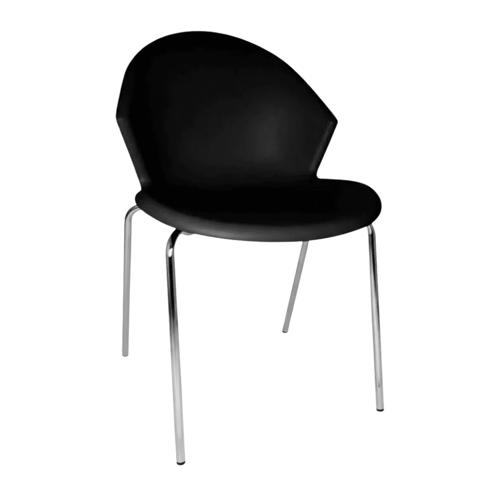 Silla Albar PL-50 con asiento de polipropileno y estructura tubular redonda de acero color aluminio, estibable