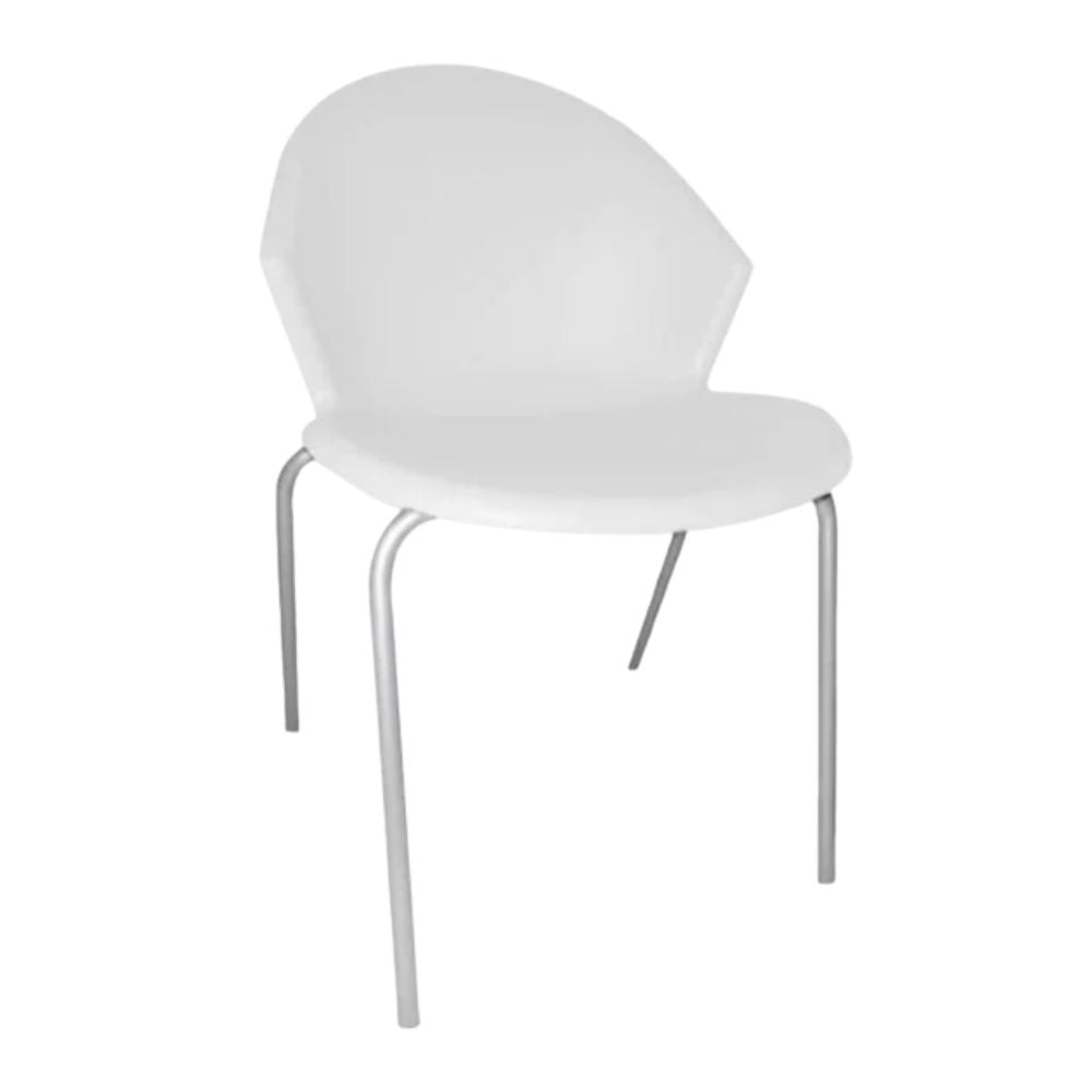 Silla Albar PL-50 con asiento de polipropileno y estructura tubular redonda de acero color aluminio, estibable
