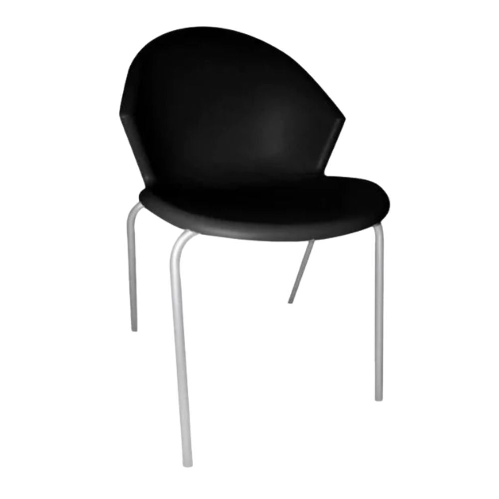 Silla Albar PL-50 con asiento de polipropileno y estructura tubular redonda de acero color aluminio, estibable