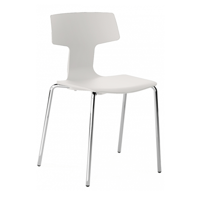 Silla comercial Colos Split 1 con asiento de polipropileno y patas de acero tubular cromado