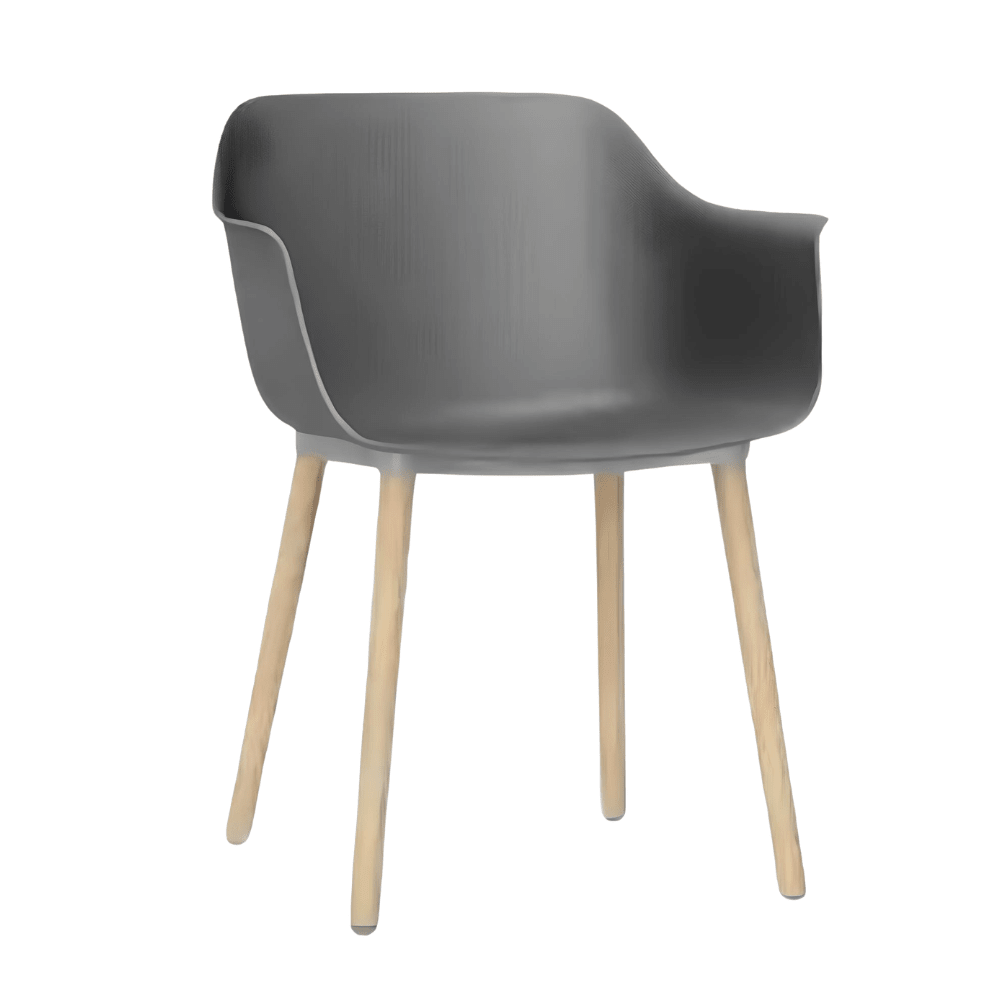 Silla comercial Resol Shape con asiento en polipropileno con fibra de vidrio y patas de madera