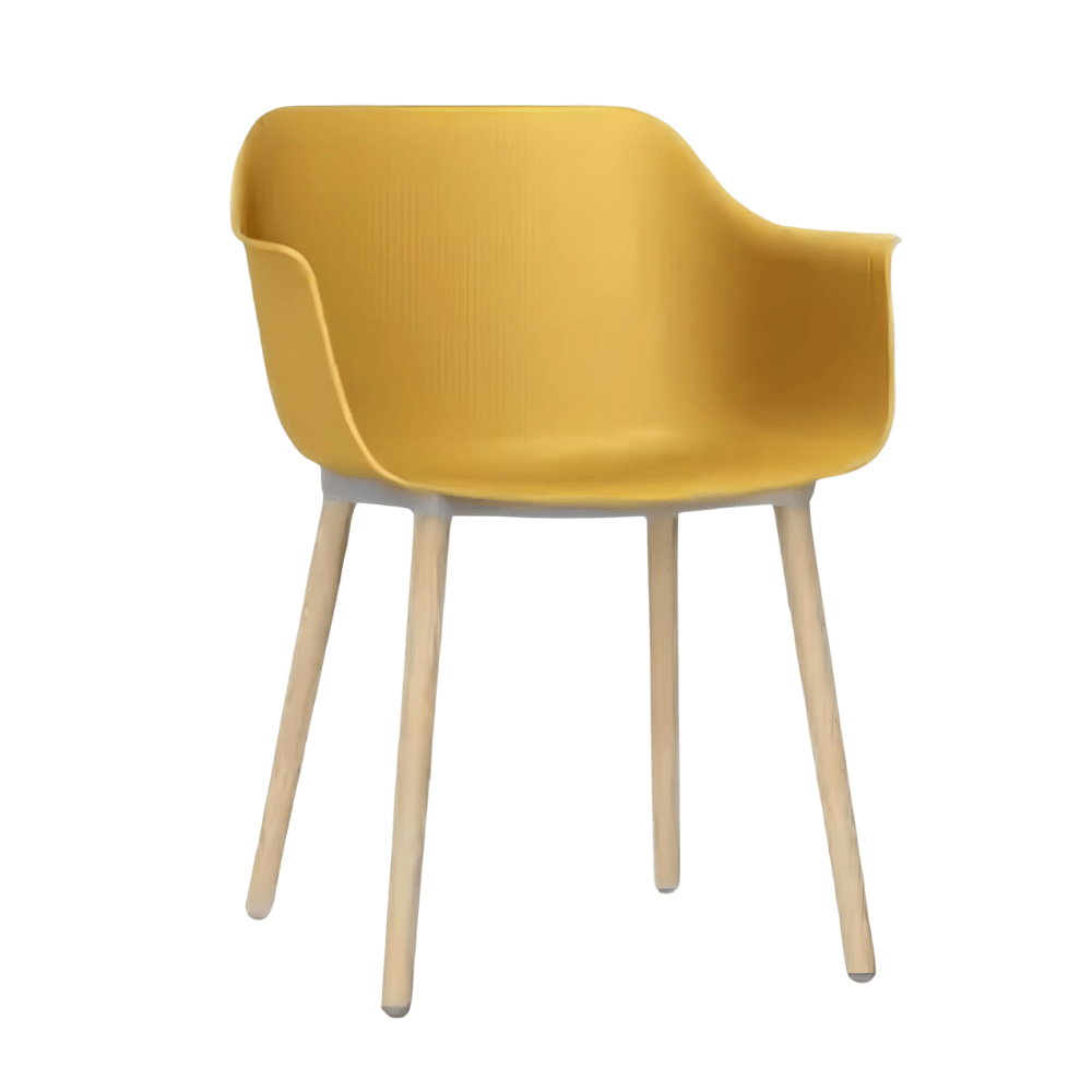 Silla comercial Resol Shape con asiento en polipropileno con fibra de vidrio y patas de madera