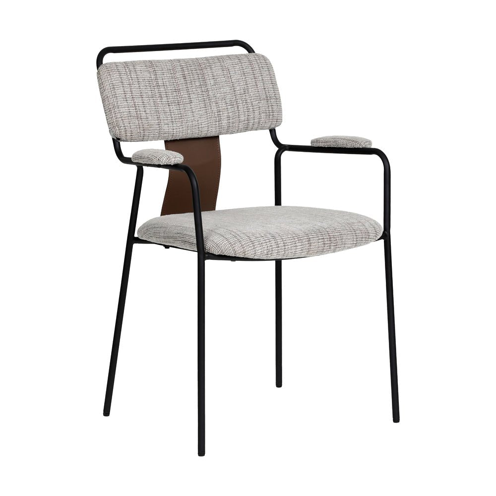 Silla Comercial para Restaurante - ZUO COUVA - Gris Tweed - Asiento y Respaldo Tapizados en Piel Sintética - 110938 - Zuo - NOGAL BEAT - Silla Comercial Interior