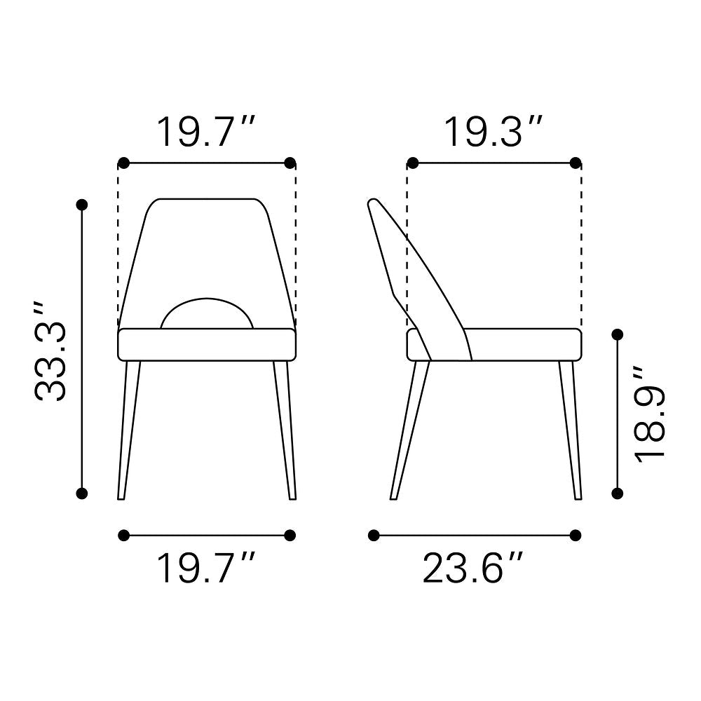 Silla Comercial para Restaurante - ZUO LEITH - Gris - Asiento y Respaldo Tapizados - 110122 - Zuo - NOGAL BEAT - Silla Comercial Interior