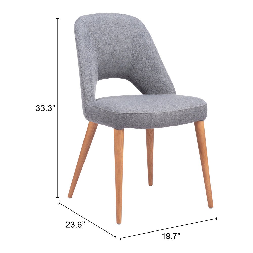 Silla Comercial para Restaurante - ZUO LEITH - Gris - Asiento y Respaldo Tapizados - 110122 - Zuo - NOGAL BEAT - Silla Comercial Interior